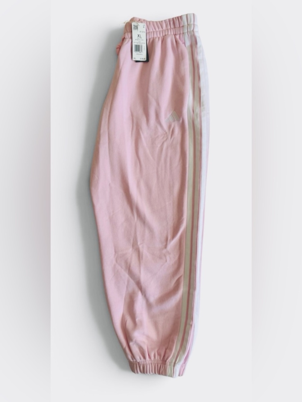 adidas Women’s pink Joggers with White and Cream Side Stripes Size XL
